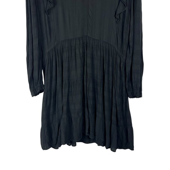 Amadi Rossi Ruffled Long Sleeve V-Neck Tunic Dress Black Size Petite L CD-6770 - Picture 3 of 11